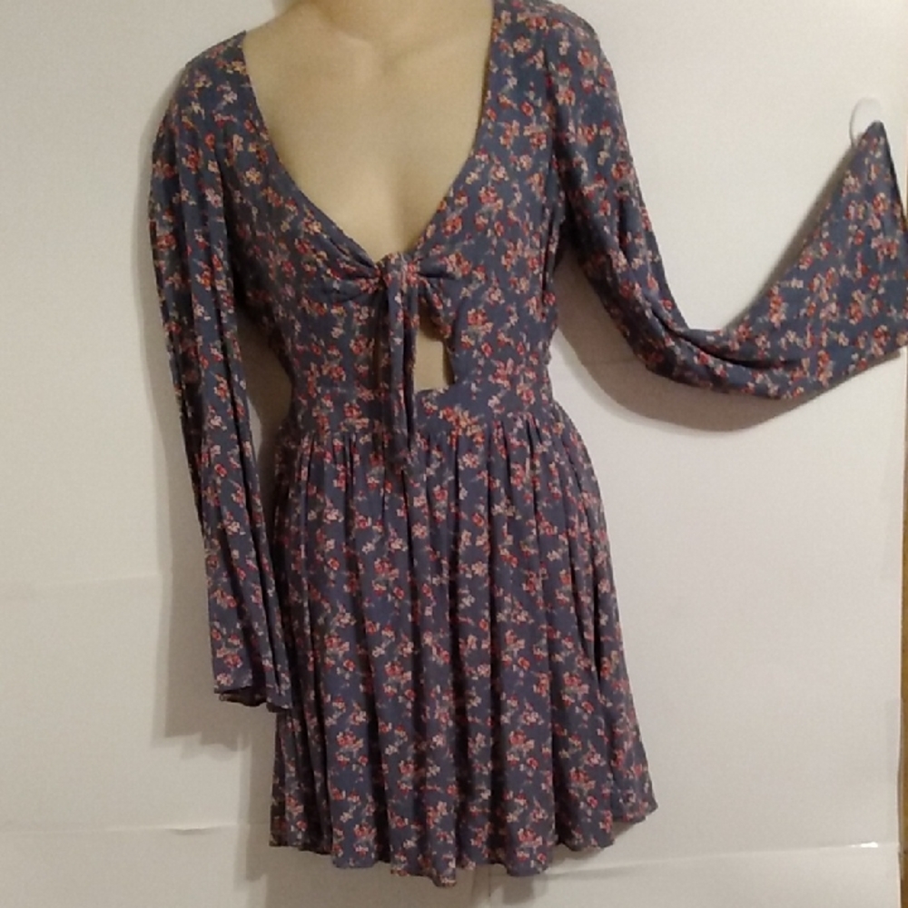 Vtg Y2K Milkmaid Whimsygoth Fairycore Cottagecore Mini Dress With Bell Sleeves
